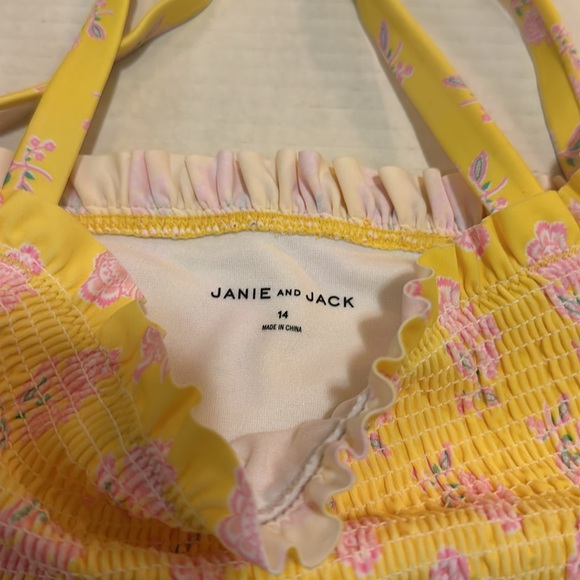 Janie and Jack Floral Smocked cold shoulder 2 piece bikini swimsuit size 14 - Picture 6 of 13